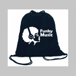Funky music ľahké sťahovacie vrecko ( batôžtek / vak ) s čiernou šnúrkou, 100% bavlna 100 g/m2, rozmery cca. 37 x 41 cm